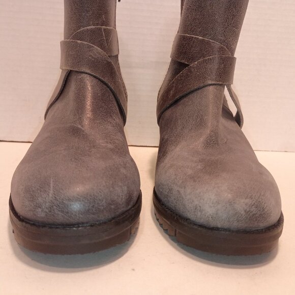 SOREL "Cate" Sz 8US/37EU Quarry Gray Leather Moto Style Ankle Bootie - Picture 4 of 11